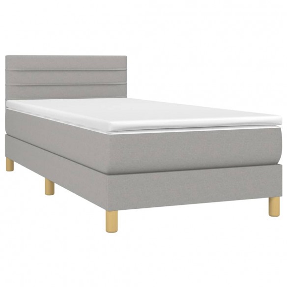 Cadre de lit avec matelas Gris clair 90x200 cm Tissu