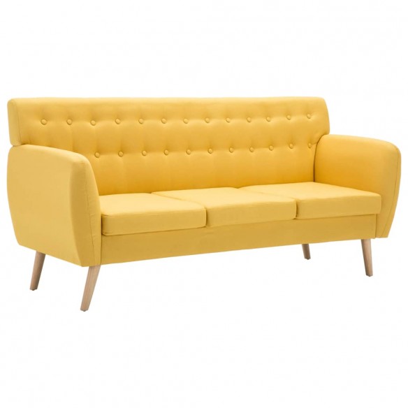 Canapé à 3 places revêtement en tissu 172x70x82 cm jaune