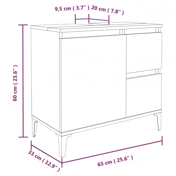 Armoire de salle de bain gris béton 65x33x60 cm