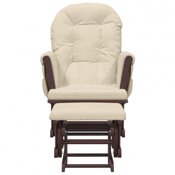 Chaise berçante avec repose-pied Blanc crème Tissu