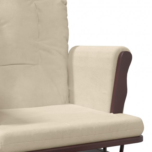 Chaise berçante avec repose-pied Blanc crème Tissu