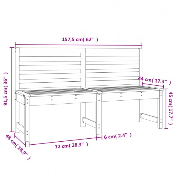 Banc de jardin gris 157,5 cm bois massif de pin