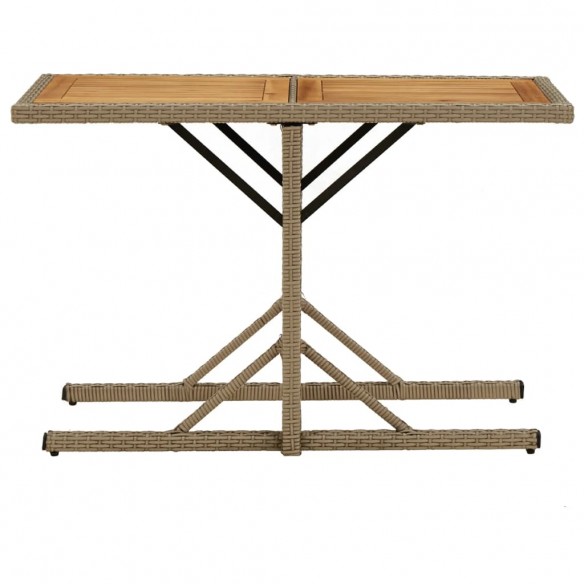 Table de jardin Beige Bois massif d'acacia et poly rotin