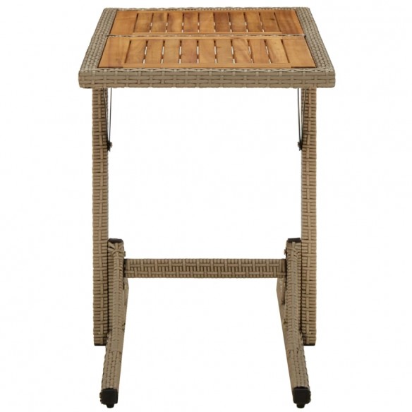 Table de jardin Beige Bois massif d'acacia et poly rotin