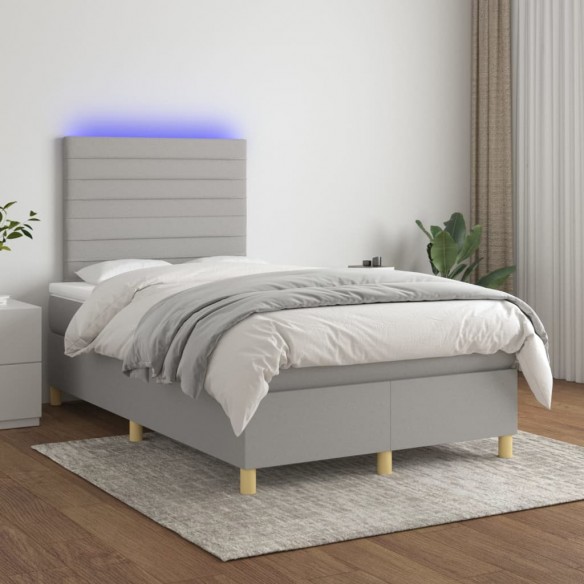 Sommier à lattes de lit matelas et LED Gris clair 120x200 cm