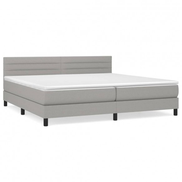 Sommier à lattes de lit avec matelas Gris clair 200x200cm Tissu