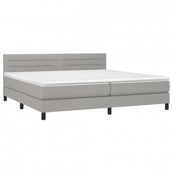 Sommier à lattes de lit avec matelas Gris clair 200x200cm Tissu