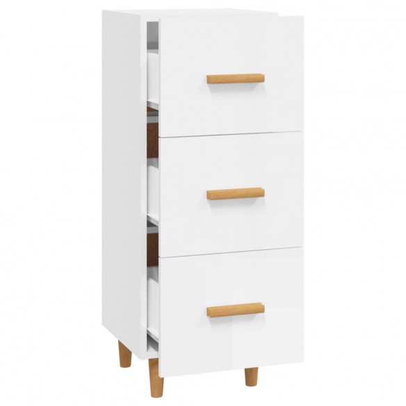 Buffet Blanc brillant 34,5x34x90 cm Bois d'ingénierie