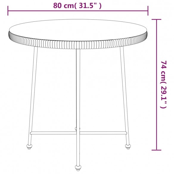 Table de salle à manger Noir Ø80 cm Verre trempé et acier