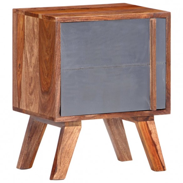 Table de chevet gris 40x30x50 cm bois massif