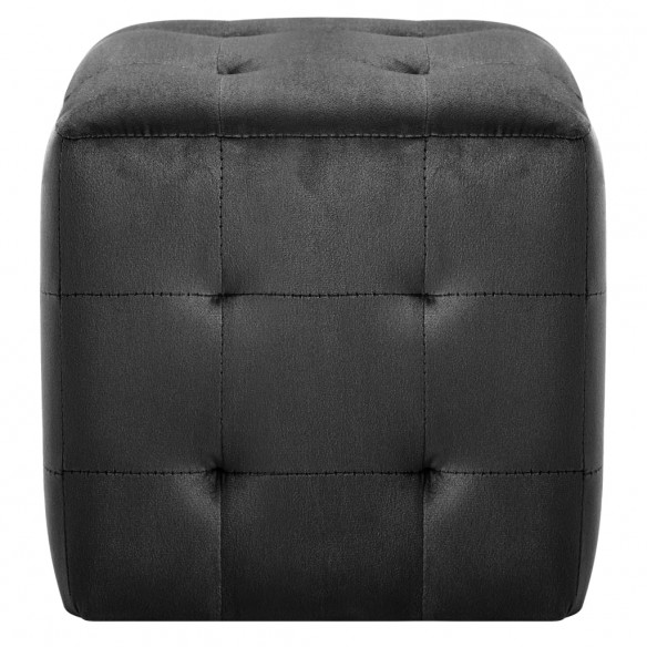 2 pcs Poufs Noir 30 x 30 x 30 cm Tissu velours