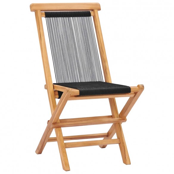 Chaises pliables de jardin 2 pcs Bois de teck solide et corde