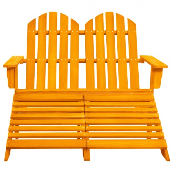 Chaise de jardin Adirondack 2 places et pouf Sapin Orange