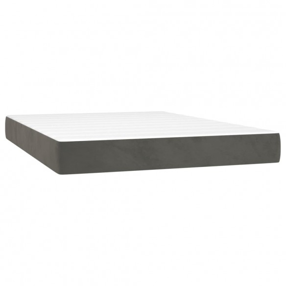 Cadre de lit avec matelas LED Gris foncé 140x190 cm