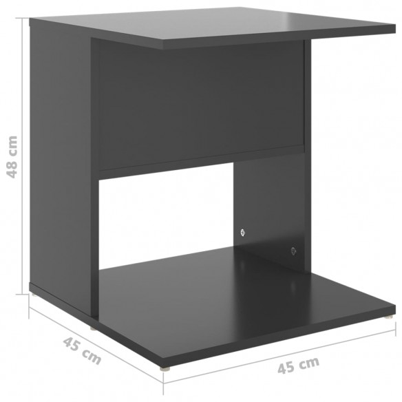 Table d'appoint Gris brillant 45x45x48 cm Aggloméré