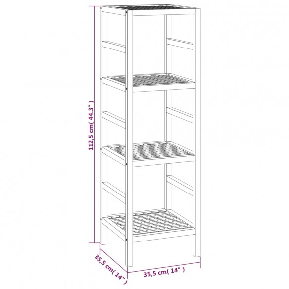 Étagère de salle de bain 35,5x35,5x112,5cm Bois massif de noyer