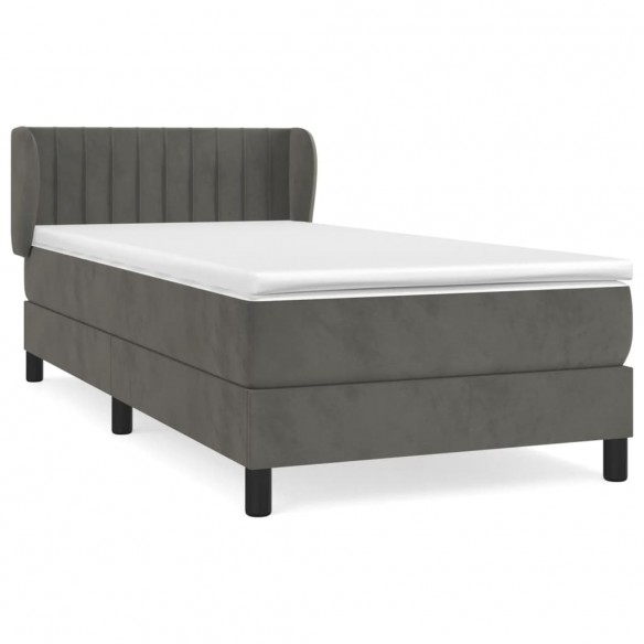 Cadre de lit et matelas Gris foncé 80x200 cm Velours