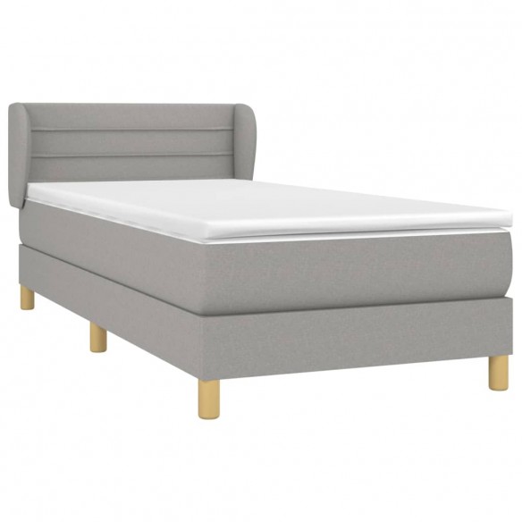 Cadre de lit et matelas Gris clair 90x190 cm Tissu