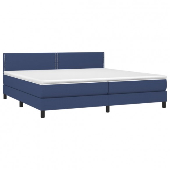 Cadre de lit avec matelas Bleu 200x200 cm Tissu