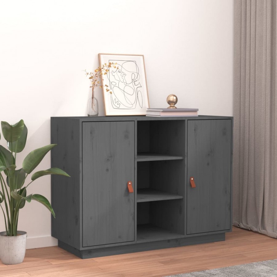 Buffet Gris 100x40x75 cm Bois massif de pin