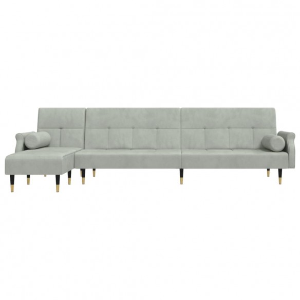 Canapé-lit en forme de L gris clair 271x140x70 cm velours