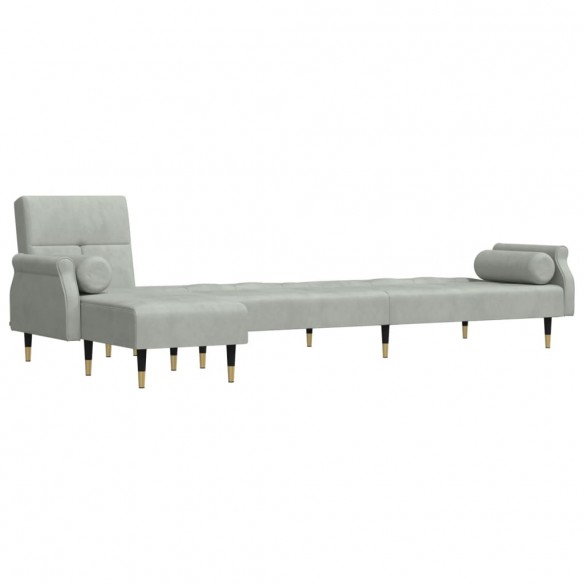 Canapé-lit en forme de L gris clair 271x140x70 cm velours