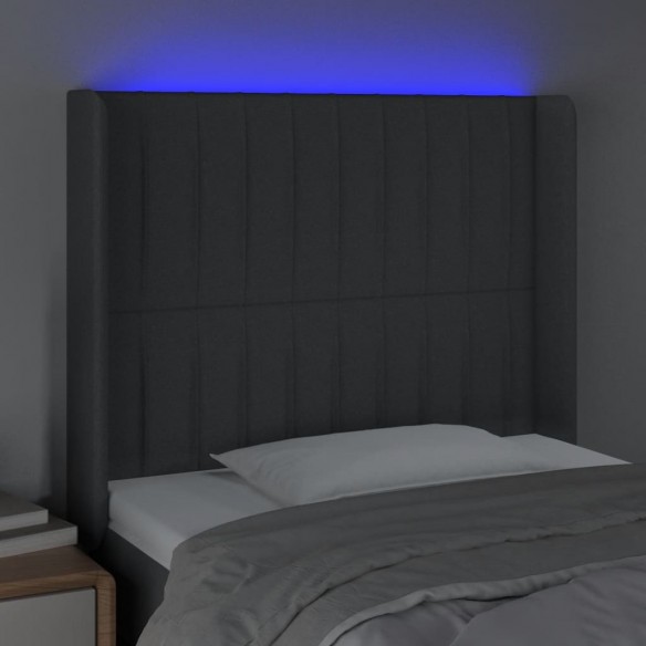Tête de lit à LED Gris foncé 93x16x118/128 cm Tissu