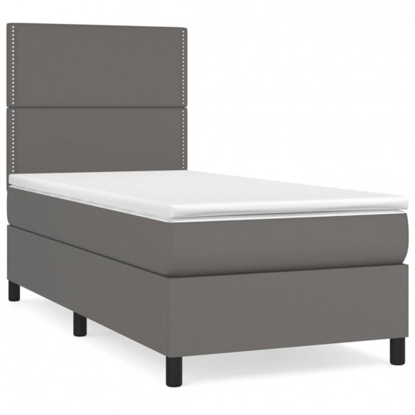 Cadre de lit avec matelas Gris 100x200 cm Similicuir