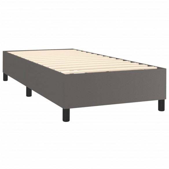 Cadre de lit avec matelas Gris 100x200 cm Similicuir