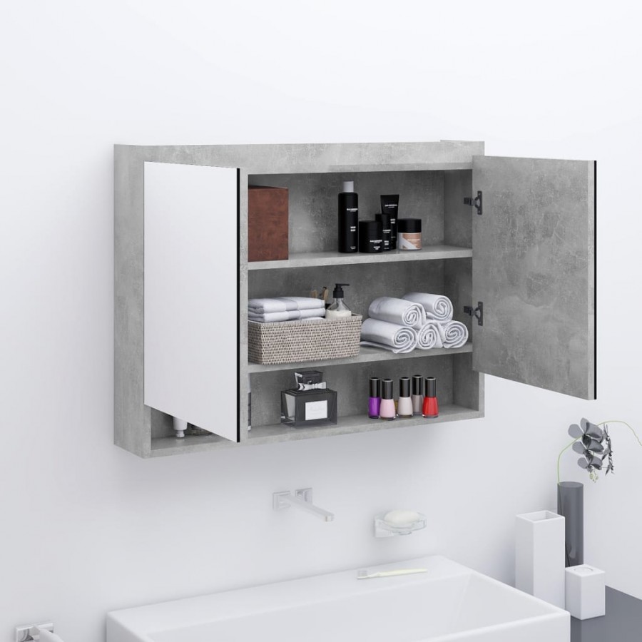 Armoire à miroir de salle de bain 80x15x60 cm MDF Gris béton