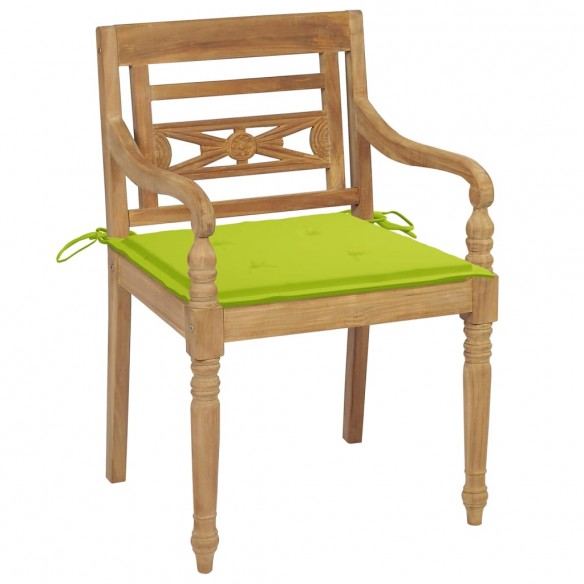 Chaises Batavia avec coussins 6 pcs Bois de teck solide