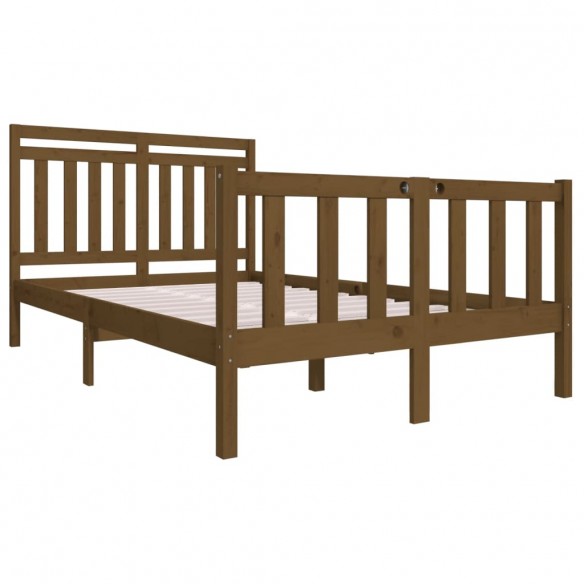 Cadre de lit Marron miel Bois massif 120x190 cm Petit Double