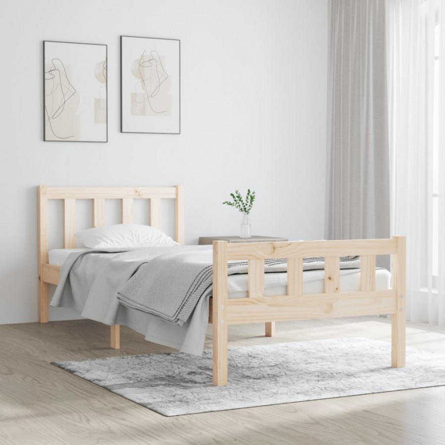 Cadre de lit bois massif 75x190 cm petit simple