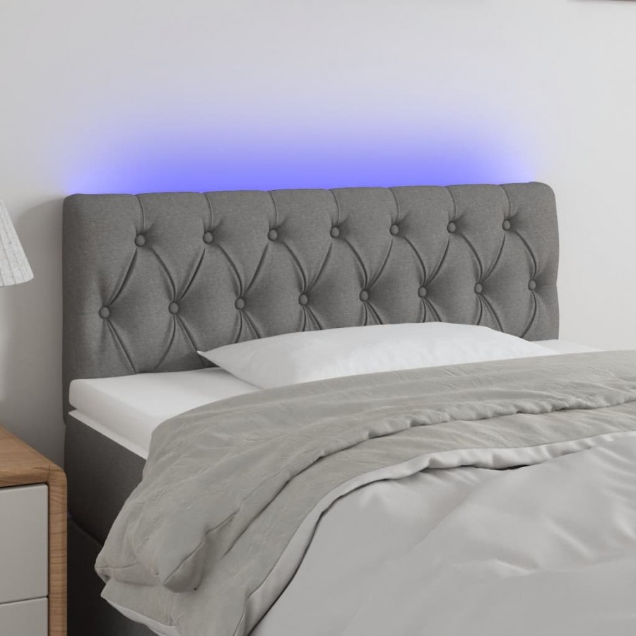 Tête de lit à LED Gris foncé 90x7x78/88 cm Tissu