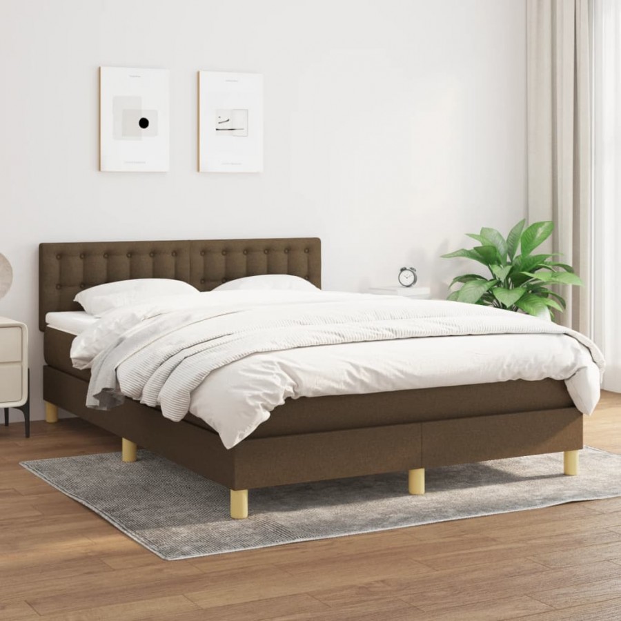Sommier à lattes de lit avec matelas Marron foncé 140x200 cm