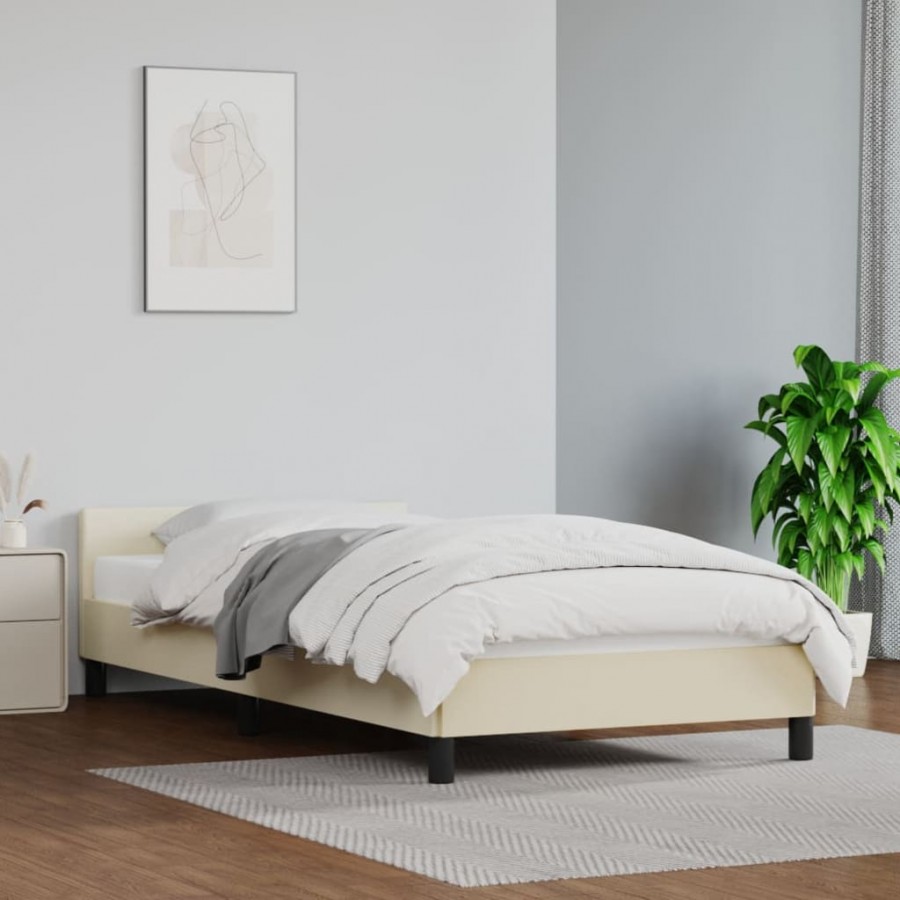 Cadre de lit avec tête de lit Crème 100x200 cm Similicuir
