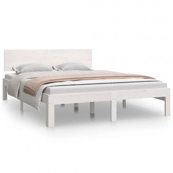 Cadre de lit Blanc Bois massif 135x190 cm Double