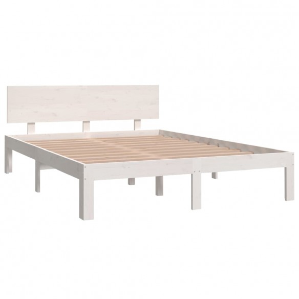 Cadre de lit Blanc Bois massif 135x190 cm Double