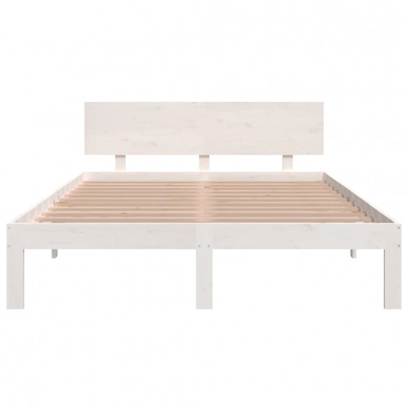 Cadre de lit Blanc Bois massif 135x190 cm Double