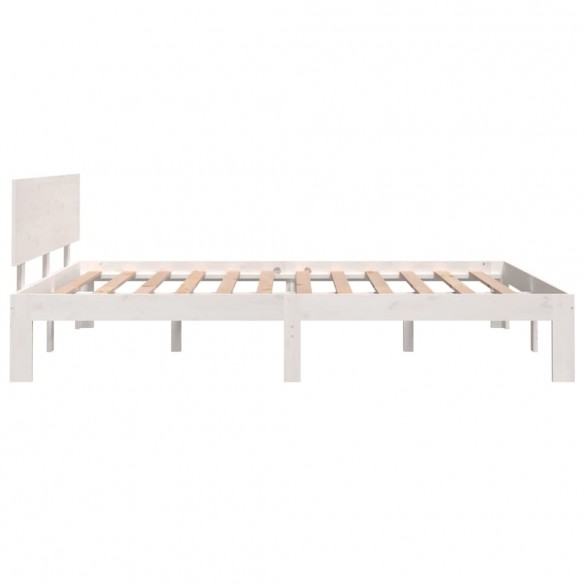 Cadre de lit Blanc Bois massif 135x190 cm Double