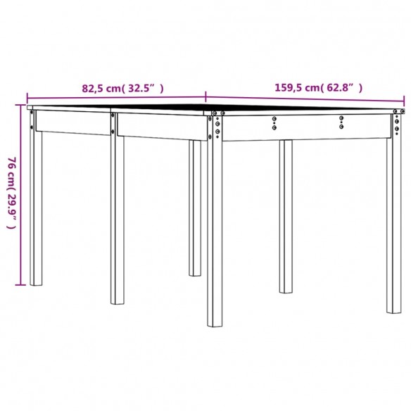 Table de jardin noir 159,5x82,5x76 cm bois massif de pin