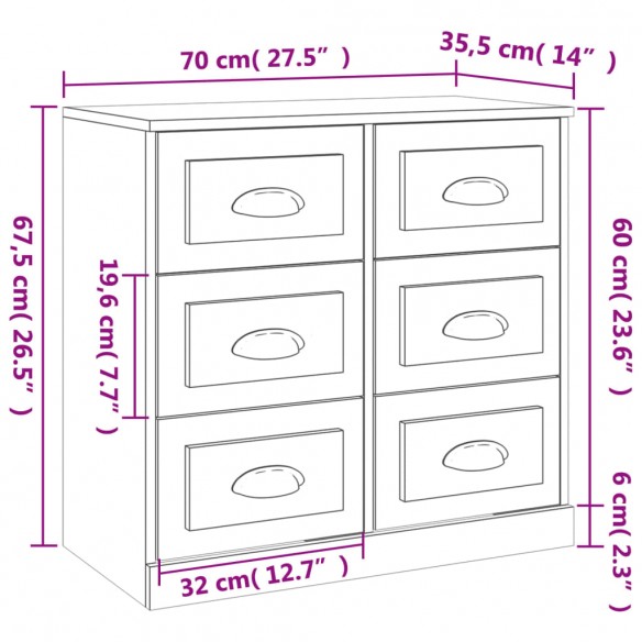 Buffet noir 70x35,5x67,5 cm bois d'ingénierie