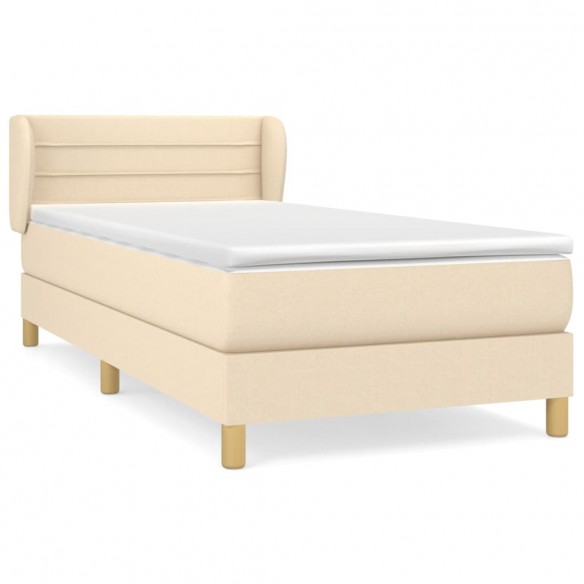 Cadre de lit avec matelas Crème 100x200 cm Tissu