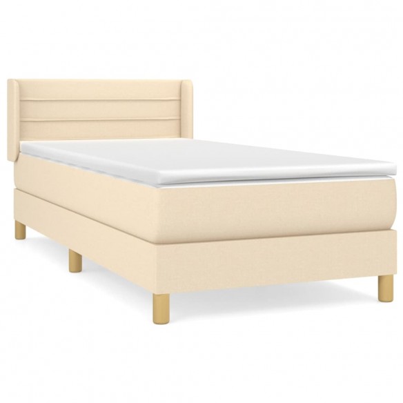 Sommier à lattes de lit avec matelas Crème 100x200 cm Tissu