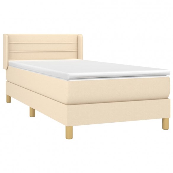 Sommier à lattes de lit avec matelas Crème 100x200 cm Tissu