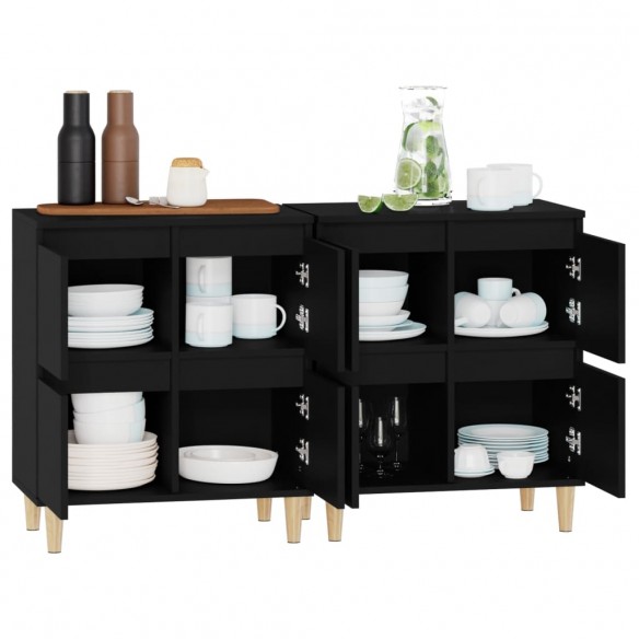 Buffets 2 pcs noir 60x35x70 cm bois d'ingénierie