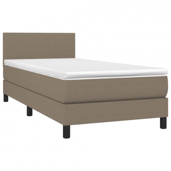 Cadre de lit avec matelas LED Taupe 80x200cm Tissu