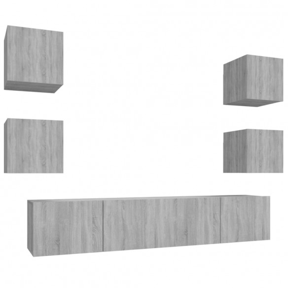 Ensemble de meubles TV 6 pcs Sonoma gris Bois d'ingénierie