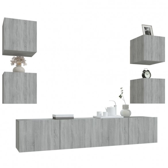 Ensemble de meubles TV 6 pcs Sonoma gris Bois d'ingénierie