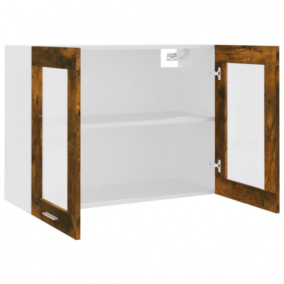 Armoire en verre suspendue Chêne fumé 80x31x60 cm